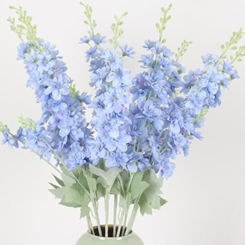 OUKEYI Künstliche Blumen Delphinium, Kunstblumen, Seidenblumen, Rittersporn, künstliche Blumen, Langer Stiel, Blumen für hohe Vase, Zuhause, Hochzeit, Party, Dekoration, Hellblau, 85,1 cm, 6 Stück