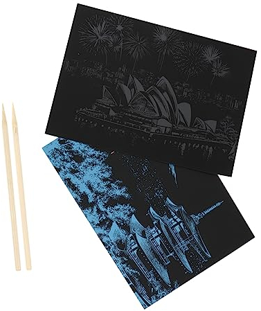 KONTONTY Schwarzes Kratzpapier Für Kinder Diy-bastelzubehör Kreatives Spielzeug Ohne Pigmente Zum Kratzen Von Bildern Der Fantasie Und Konzentration