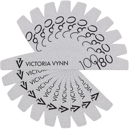 Victoria Vynn Dubbelsidig nagelfil nagelstyling manikyrverktyg 10 st (100/180 vit halvmåne)