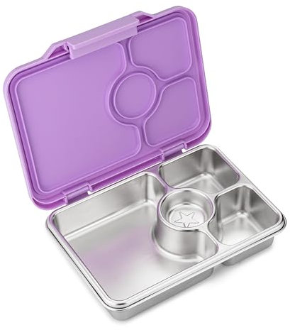 Yumbox Prêt Leakproof Stainless Steel Bento Lunch Box, 3.4 Cup Healthy Portion Size for Balanced Eating – Durable Lunch Container for Sandwiches & Snacks (Lavande Purple)