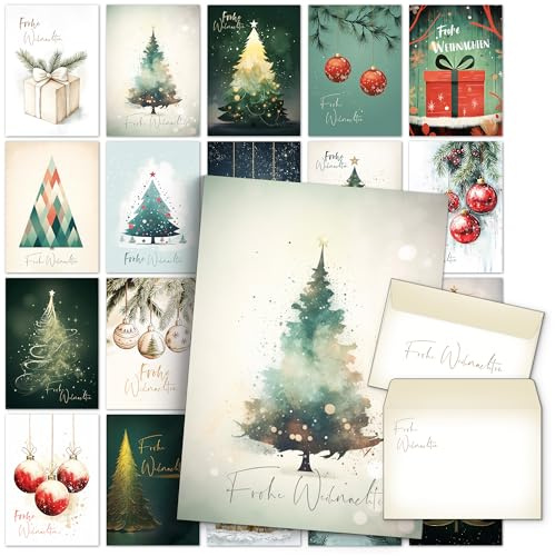 beriluDesign Weihnachtskarten Set mit Umschlägen (20 Stück) - Grußkarten, Geschenkkarten, Postkarten für Weihnachten