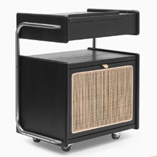 Couchtisch Klein mit Stauraum und Rollen Umdrehen Mesa mit Schublade Kleiner Beistelltisch Holz Eiche，50×33×61cm，Anwendbar auf Wohnzimmer Schlafzimmer，Schwarz