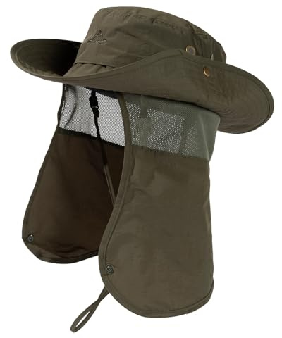 TOP-EX UPF 50 Sonnenhut mit Nackenschutz, wasserdichter Safari Outdoorhut | UVCoolix™, kühlendes Schweißband, UPF 50 Sonnenschutz, luftige Mesh-Einsätze, verstellbares Kinnband, platzsparend verstaubar