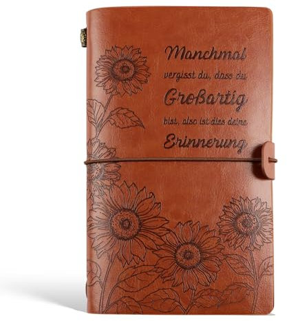 BETESSIN Geburtstagsgeschenk für Frauen - Leder Notizbuch A6 - Vintage Tagebuch für Erwachsene - Reisetagebuch mit 68 Seiten - Inspirierende Geschenke für Freundin, Schwester, Kollegin