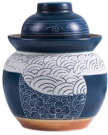 vaso di fermentazione. Pentola for decapaggio in coccio di fermentazione in ceramica, vaso di fermentazione in porcellana tradizionale cinese con coperchio a tenuta d'acqua in gres(1.75KG)