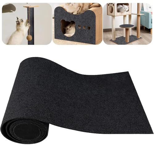 40 cm X 200 cm Rascador para Gatos Sofa, Protector Sofa Gatos Arañazo, Alfombrilla para Arañazos para Gatos con Autoadhesivo, DIY Climbing Cat Scratcher, Alfombras Rascadoras (Negro)