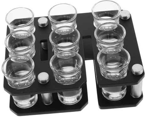 Abaodam Portabicchieri in Vetro Trasparente Tagliere Nero Da Bicchierini Per Bar Design Da Te Per Whiskey e Party