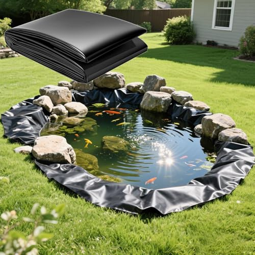 qodxcrfv Bâche De Bassin en PVC, HDPE Bâche D'étang Noir Liner Imperméable Doublure D'étang Imperméable Membrane pour Bassin À Koï, Piscine