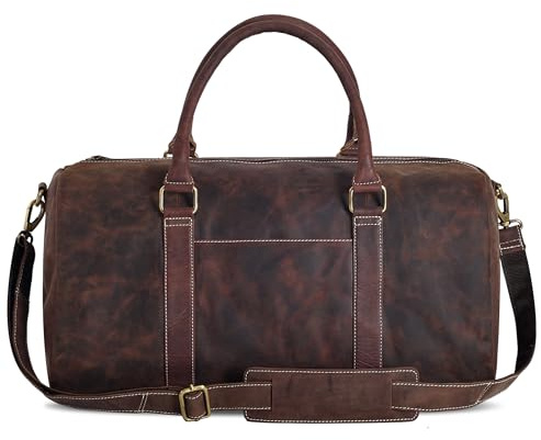 Real Leather Duffle Bag for Men | Vintage Weekender Travel Bag | Overnight Carry-On Luggage | Handmade Leather Gym Bag for Men