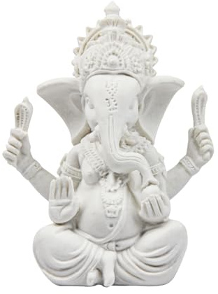 Kitchnexus Ganesha Buddha Statue Sandstone Sculpture Elephant Statue Buddha Figure (White)