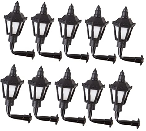 SKISUNO 10pcs Appliques Murales Miniatures Noires en Abs et Acier Inoxydable pour Maison Miniature, Décoration de Table à Sable, Lampe Murale Facile à Transporter pour Garçon et Filles