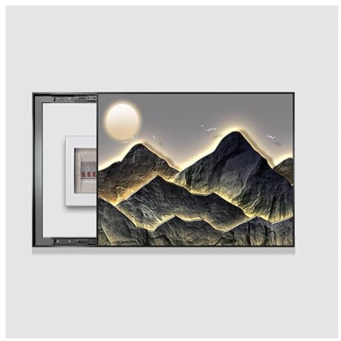 KJHYYPP Caja de distribución Pintura Decorativa Caja de medidor Pintura Decorativa con Soportes de Varilla hidráulica para Bricolaje, Hotel, decoración de Pared (B,60x50cm)