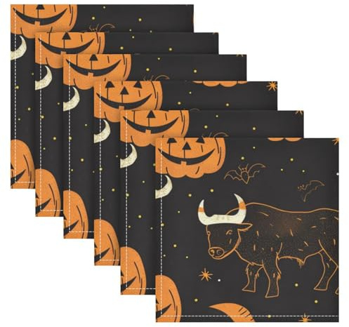 Lot de 20 serviettes de table Buffalo pour Trick or Treat Orange - Décoration vintage - Serviettes de table pour salle à manger, restaurant, cuisine, ensemble de décoration servilleta de Tela para