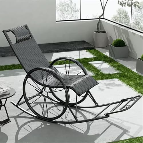 Fauteuil à bascule d'extérieur inclinable zéro gravité, design en osier résistant aux intempéries pour la détente sur la terrasse et la piscine
