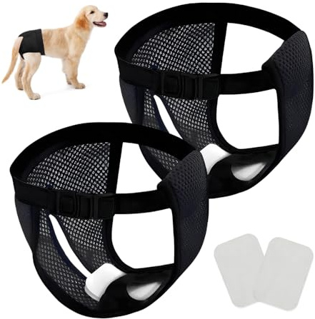 HMCEY 2 PCS Hundehöschen Läufigkeit,Schutzhose Hündin Läufigkeitshose,Hunde Windeln Weiblich,Schutzhöschen Hundehose für Läufigkeit mit 6 Damenbinde,Waschbare Hundewindeln Hündinnen Wiederverwendbare