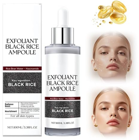 Peel Shot Glow Rice Ampolla Duo, 2025 Peel Shot Black Rice Ampoule White Rice Sérum, Arroz Blanco y Negro Como Exfoliante, Apertura Poros, Exfoliación Suave (Black, 100ML)