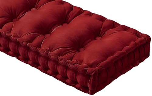 ZZDZW Bankauflage Samt Bankkissen 80/60/90/120//140/160 Drinnen Outdoor Sitzkissen-Stuhlkissen-rutschfeste-GartenBankauflage- 10 cm Dicke Matte Für Schaukel Terrasse(Burgund,45x45x10cm)