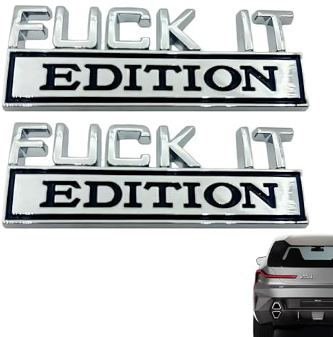 2 PCS Lustig FUCK IT EDITION Autoaufkleber, Auto Fahrzeug KFZ Emblem, Lustige Aufkleber für Autokarosserie, Spaßige Auto Badge Aufkleber, Autokopf Emblem Kofferraum Dekoration