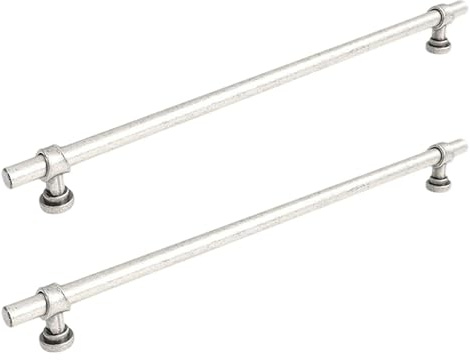 AQCDPJYU 2 tiradores de armario plata antigua, puerta latón vintage con tornillos, pomos cajón aleación zinc for armarios cocina(Antique Silver,Hole Spacing 320mm)