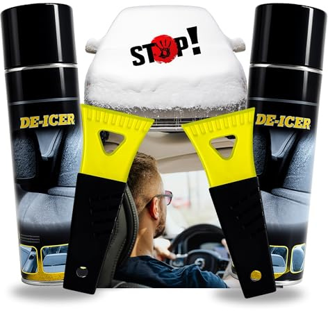 TronicXL 2X Enteiser Spray + 2X Eiskratzer Set für Auto, LKW & Wohnmobil – Scheibenenteiser gegen EIS & Frost, schnelle Enteisung I Partner Geschenke Geschenkidee Set
