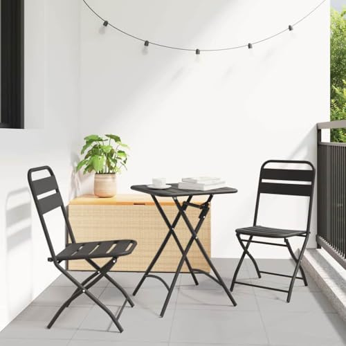 Frdhee Balkonstuhl Gartenmöbel,Garten Klappstuhl 2 pcs Anthrazit 55 x 56,5 x 91cm Stahl für Rasenfläche, Hof, Veranda, Arbeitsbereich, Eingangsbereich