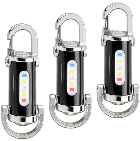 Lumoia 3Pcs Mini Keyring Torch, 600lm Small Keychain Flashlight USB‑C Rechargeable with 600mAh Power Bank Emergency Pocket EDC Light 7 Modes IP66 Key fob Flashlights Charging Phone for Camping Hiking