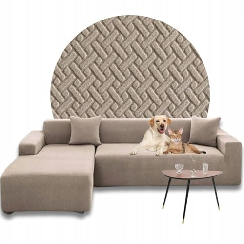 Domidekor Sofa Überzug L-Form – Elastischer Jacquard Sofabezug, Weich und Wasserdicht, Couch Überzug fur 2/3 Sitzer, Universal Sofaüberwurfe mit Anti-Rutsch-Schaumstoffe, Links