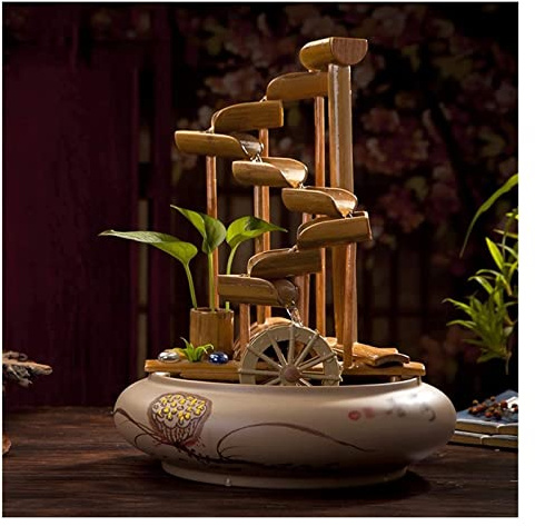 Fuente de agua para interiores, fuente de mesa de cerámica para relajación y decoración de oficina en casa, función de agua relajante de escritorio