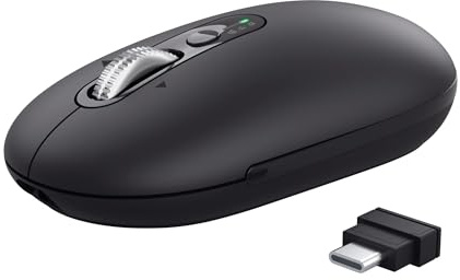 Trust Seron Wiederaufladbare Kabellose Maus Ultraschnelles Scrollrad | Horizontales Scrollen, Bluetooth + 2.4GHz, Leise Tasten, 85% Recyclingkunststoff, Mehrgeräte Funkmaus, Laptop PC Mac