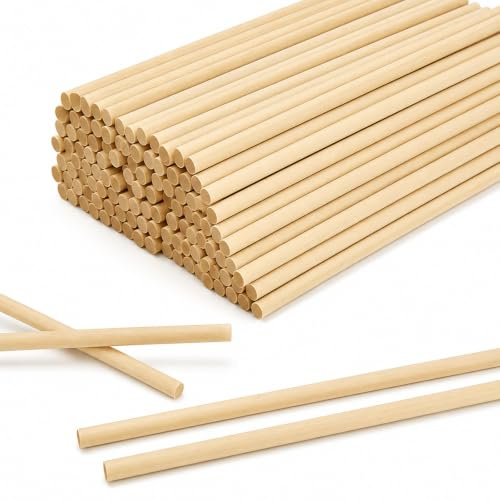 40PCS Wooden Dowels, 40 Pack Wooden Sticks for Craft Projects, Ideal for DIY Craft Activities and School STEM Projects, 300 mm Length and 5 mm Diameter Smooth Wood Dowels