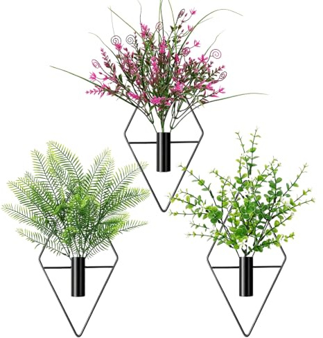 PANYI 3 de Macetero Colgante Maceta de 25x12.5cm con Artificial de 35-36cm | Macetero Pared Macetas Colgantes Exterior Aptas Para Salones Dormitorios Balcones y Pasillos
