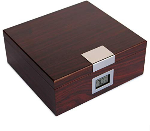 CASE ELEGANCE Humidor aus spanischem Zedernholz in Kirschholz-Optik mit eingelassener Magnetdichtung - für 25 bis 50 Zigarren (Cherry)