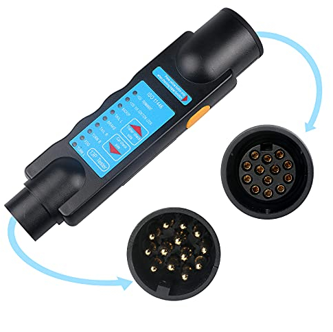 AOHEWEI 13 Poliger Anhänger Tester für Stecker und Steckdosen Wohnwagen Prüfgerät, 12 V Steckverbinder für Diagnosewerkzeuge für Stromkreise