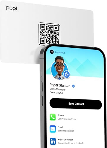 Authentic Patented Popl Card™ (Avoid Fake Knockoffs) - Smart NFC Networking Card - Simply Tap to Exchange Contact Info, Capture Leads, & Manage Contacts (White)