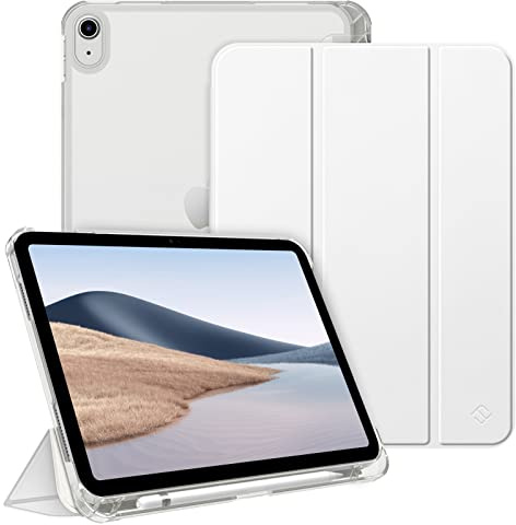 Fintie Hülle für iPad (A16) 11./10. Generation (2025/2022) mit Stifthalter | Für iPad 11/10.9 Zoll, ultradünne, leichte Schutzhülle, Hart-PC Transparente Rückseite, Auto Schlaf/Wach, Weiß