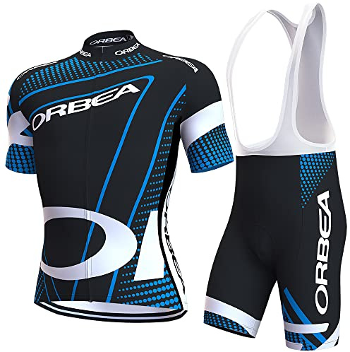 Herren Radtrikot Kurzarm-Set mit hohem Stretch, atmungsaktiv, reflektierend, UV-Schutz, 3 Rückentaschen