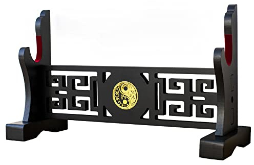 FOXSMZZ Taichi Sword Holder Japanese Velvet Padded Katana Stand Samurai Display Rack Support All Tanto Swords (Tai Chi-1)