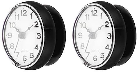 PATIKIL Resistente Agua Ducha Reloj, 2 Paquete Sin Tictac Silencioso Mini Lindo Espejo Relojes Pared con Ventosa para Baño Cocina Hogar Decoración, Negro/Negro