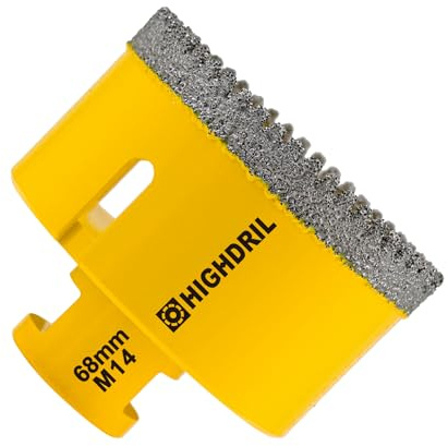 HIGHDRIL Foret Diamanté - 68MM M14 Scie Cloche Diamantée pour Porcelaine Carrelage Céramique Marbre Granit Quartz Pierre Maçonnerie Trépan Diamant Foret