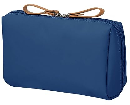 MisFun Kosmetiktasche Klein Schminktasche, Reise Make up Tasche, wasserdichte und Leichte Aufbewahrungstasche, Nylon Kulturbeutel mit Fächern, Multifunktions Handtasche Small Make up Bag Damen Blau