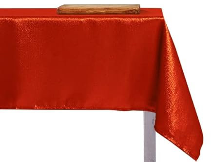 INTRECCI Tovaglia Antimacchia di Natale Rettangolare o Rotonda Tessuto Brillantini con Lurex più Colori e Misure, Tovaglia Natalizia Resistente Alle Macchie (14/16 POSTI 140x300 cm, Rosso/Glitter)