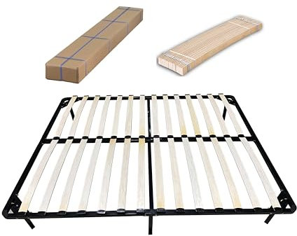 Buartttbear Sommier 140x190CM avec Pieds,Sommiers a Lattes pour Adulte avec Lattes en Bois et Structure en métal, Compatible avec Cadre de Lit (Sommier-140x190avecPieds)