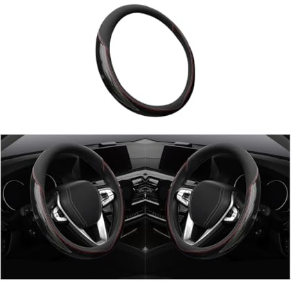 Adunsiaoto Universal 37-39cm Auto Lenkradabdeckung, Auto-Lenkradabdeckung Mit Zweifarbiger Spleißung, Mikrofaser-Lenkrad-Abdeckung Universalgröße Protector Innenraum-Zubehör Für Auto(Schwarz)