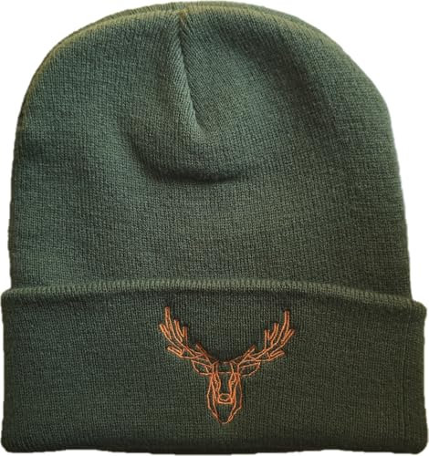 Baddery Mütze: Polygon Hirsch - Jäger Geschenke für Männer & Frauen - Outdoor Strickmütze - Beanie Herren (One Size - Grün)