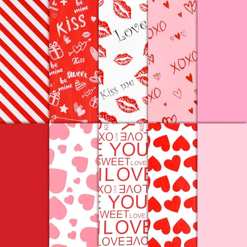 NEBURORA 120 Blatt Seidenpapier zum Valentinstag 35 x 50 cm Geschenkpapier mit Herzmotiv Großpackung für selbstgemachte Geschenktüten Dekoration für Valentinstag Hochzeit Geburtstag Party