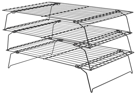 JEUIHAU Grille de refroidissement à 3 niveaux, anti-adhésive, grille de cuisson pliable, accessoires de cuisson pour gâteaux, biscuits, pain, muffins, 40 x 25 cm, noir