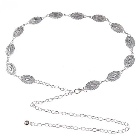 SURALIN 1 PCS Cintura Catena Donna, Cintura a catena boho, catena per la vita regolabile, Cintura Argento Donna ovale regolabile a margherita