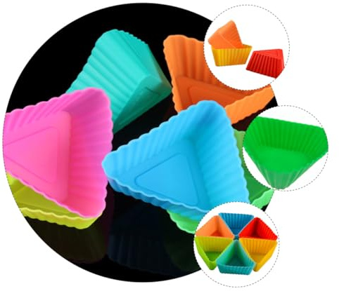 Kichvoe 20 Piezas Moldes de Silicona para Repostería Triángulo Moldes para Cupcakes Reutilizables Resistentes al Horno Microondas y Refrigerador Fáciles de Limpiar para