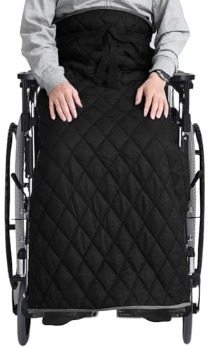 bechoanigel Rollstuhldecke Winter, Rollstuhl Fußsack Erwachsene, Schlupfsack Rollstuhl Erwachsene, Verdickte Rollstuhlsack mit Gurten (Schwarz)