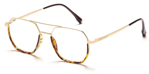 QXEYEGLAS Lunettes de lecture aviateur élégantes 1.5 pour femmes, lumettes pour presbyopes classiques anti-lumière bleue pour ordinateur, grandes lunettes loupe avec protection UV400